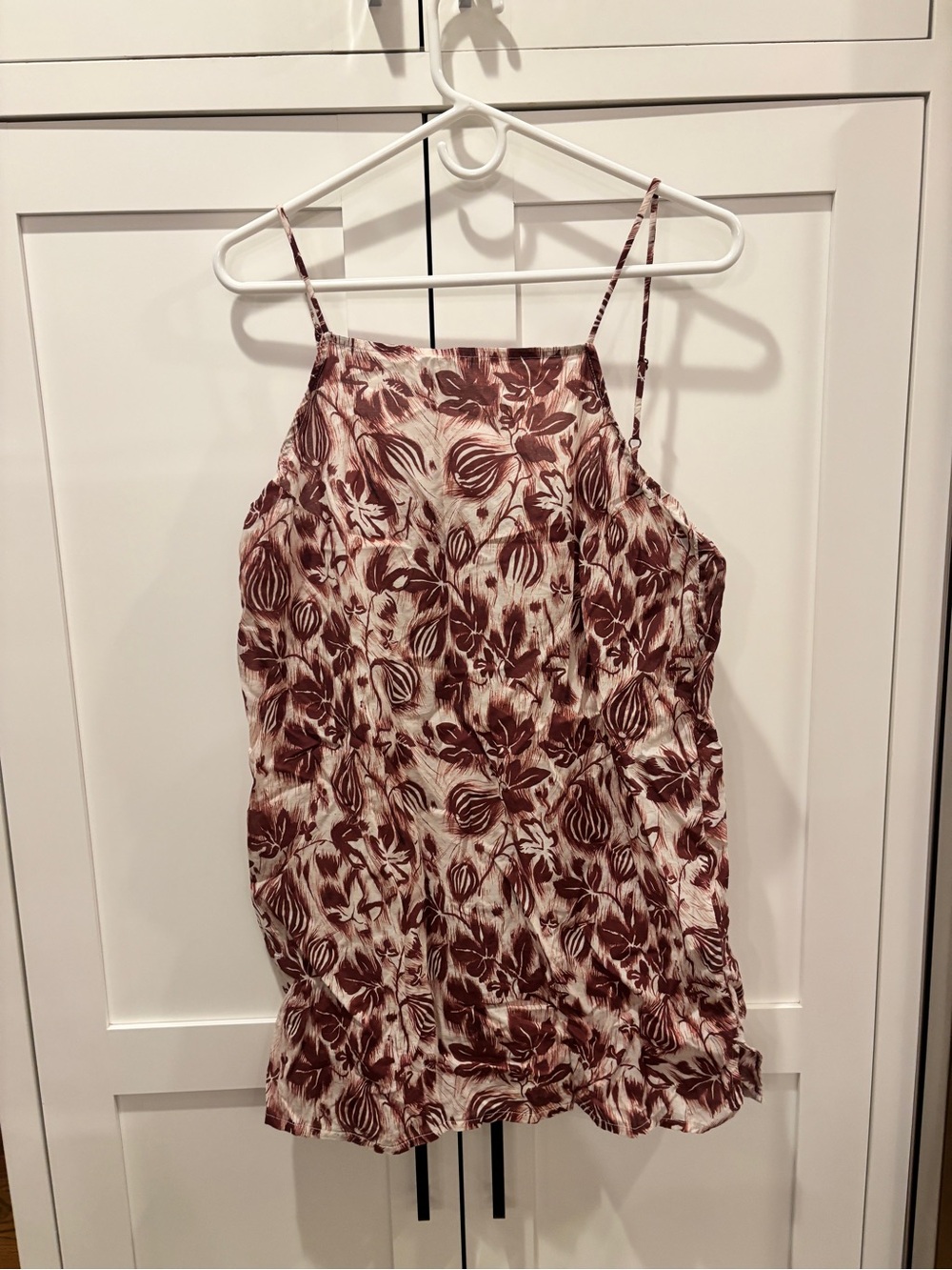 Desmond & Dempsey Short Square Nightie Alma Fig Print Cream/Burgundy